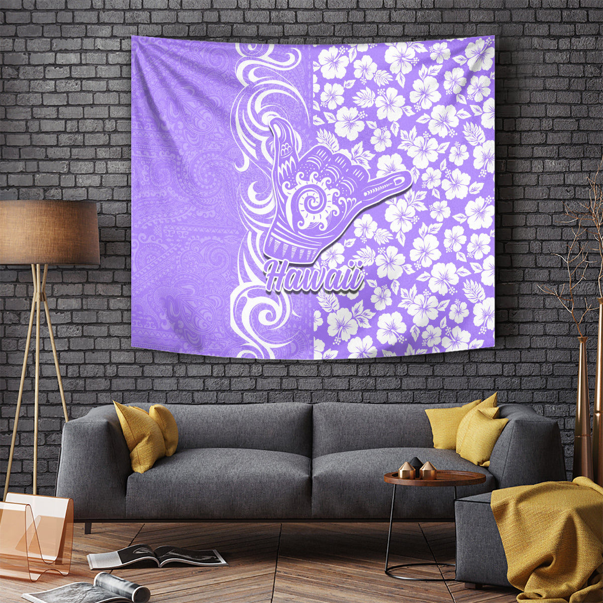 Hawaii Kauai Island Tapestry Hibiscus Pattern Seamless Tribal Simple Purple LT03 Purple - Polynesian Pride