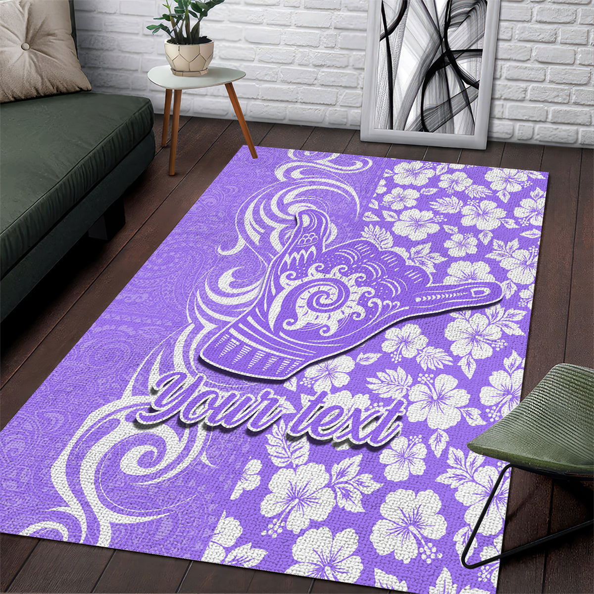 Custom Hawaii Kauai Island Area Rug Hibiscus Pattern Seamless Tribal Simple Purple LT03 Purple - Polynesian Pride