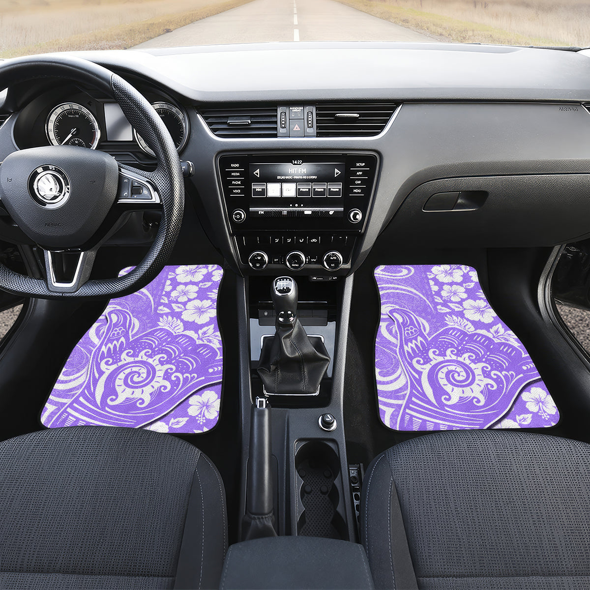Custom Hawaii Kauai Island Car Mats Hibiscus Pattern Seamless Tribal Simple Purple LT03 - Polynesian Pride