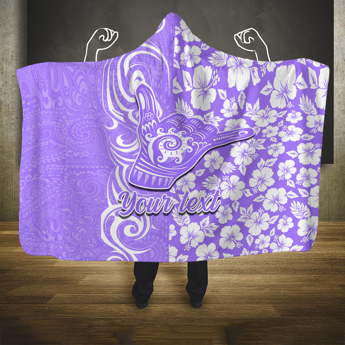 Custom Hawaii Kauai Island Hooded Blanket Hibiscus Pattern Seamless Tribal Simple Purple LT03 One Size Purple - Polynesian Pride