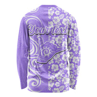 Custom Hawaii Kauai Island Long Sleeve Shirt Hibiscus Pattern Seamless Tribal Simple Purple LT03 - Polynesian Pride