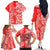 Hawaii Kauai Island Family Matching Off Shoulder Long Sleeve Dress and Hawaiian Shirt Hibiscus Pattern Seamless Tribal Simple Red LT03 - Polynesian Pride