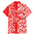 Hawaii Kauai Island Family Matching Off Shoulder Long Sleeve Dress and Hawaiian Shirt Hibiscus Pattern Seamless Tribal Simple Red LT03 - Polynesian Pride