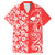 Hawaii Kauai Island Family Matching Off Shoulder Maxi Dress and Hawaiian Shirt Hibiscus Pattern Seamless Tribal Simple Red LT03 Dad's Shirt - Short Sleeve Red - Polynesian Pride