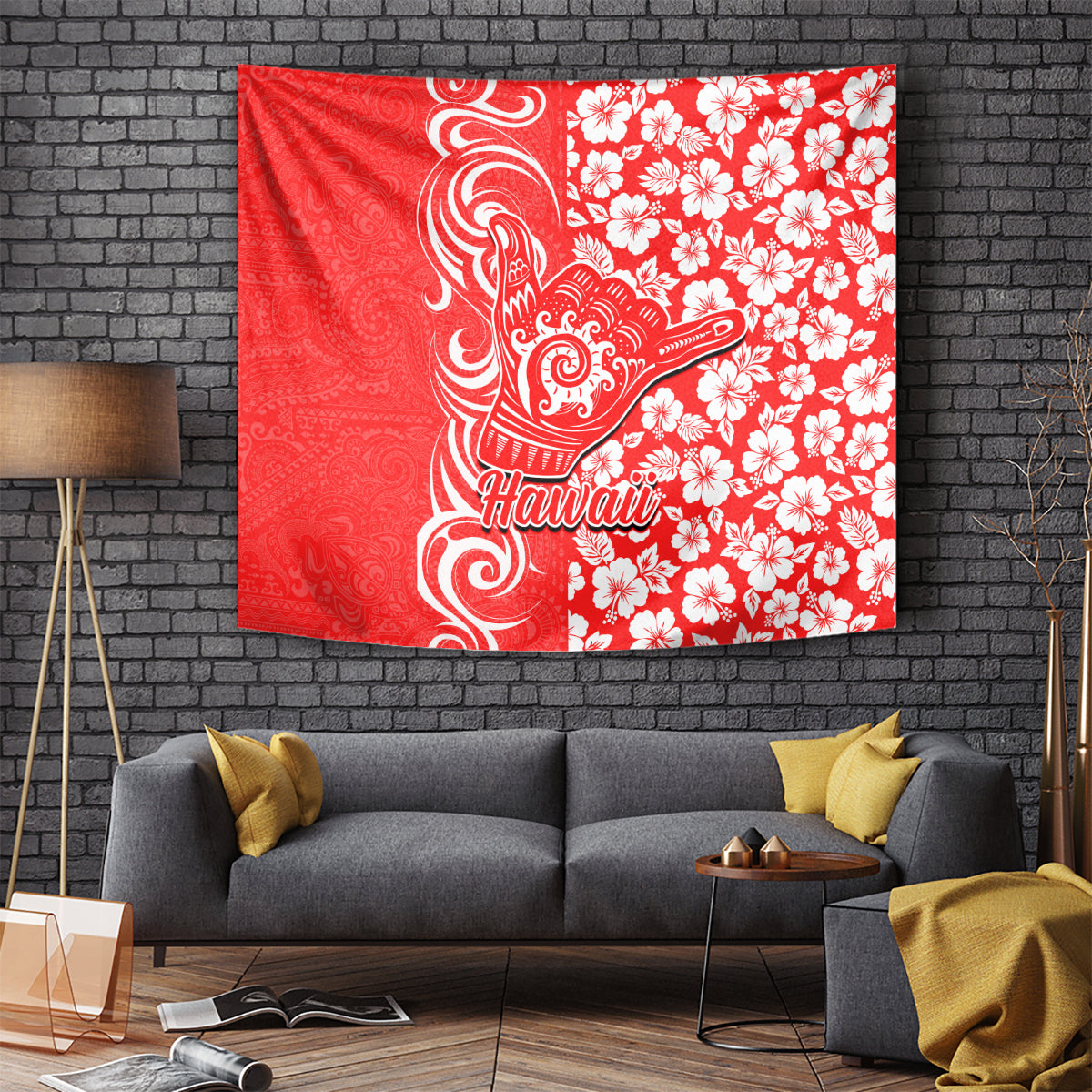 Hawaii Kauai Island Tapestry Hibiscus Pattern Seamless Tribal Simple Red LT03 Red - Polynesian Pride