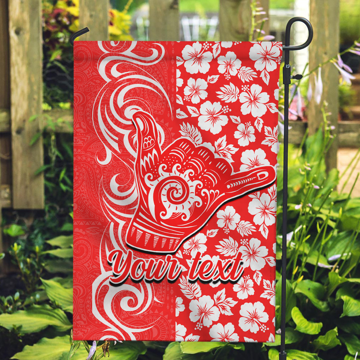 Custom Hawaii Kauai Island Garden Flag Hibiscus Pattern Seamless Tribal Simple Red LT03 Garden Flag Red - Polynesian Pride