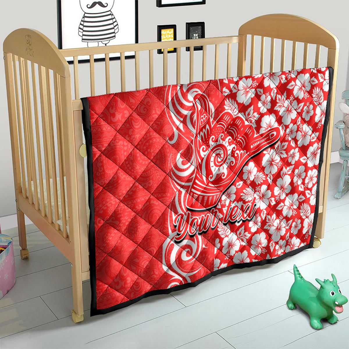 Custom Hawaii Kauai Island Quilt Hibiscus Pattern Seamless Tribal Simple Red LT03 - Polynesian Pride