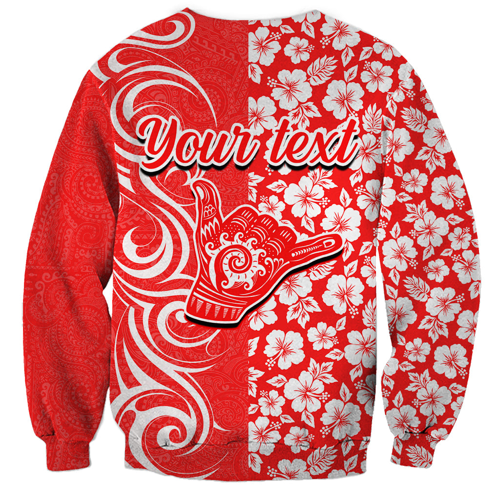 Custom Hawaii Kauai Island Sweatshirt Hibiscus Pattern Seamless Tribal Simple Red LT03 - Polynesian Pride