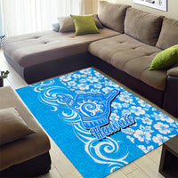 Hawaii Kauai Island Area Rug Hibiscus Pattern Seamless Tribal Simple Blue LT03 - Polynesian Pride