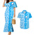 Hawaii Kauai Island Couples Matching Mermaid Dress and Hawaiian Shirt Hibiscus Pattern Seamless Tribal Simple Blue LT03 Blue - Polynesian Pride