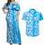 Hawaii Kauai Island Couples Matching Off Shoulder Maxi Dress and Hawaiian Shirt Hibiscus Pattern Seamless Tribal Simple Blue LT03 Blue - Polynesian Pride