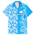 Hawaii Kauai Island Family Matching Mermaid Dress and Hawaiian Shirt Hibiscus Pattern Seamless Tribal Simple Blue LT03 Dad's Shirt - Short Sleeve Blue - Polynesian Pride