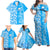 Hawaii Kauai Island Family Matching Off Shoulder Maxi Dress and Hawaiian Shirt Hibiscus Pattern Seamless Tribal Simple Blue LT03 - Polynesian Pride