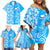 Hawaii Kauai Island Family Matching Off Shoulder Short Dress and Hawaiian Shirt Hibiscus Pattern Seamless Tribal Simple Blue LT03 - Polynesian Pride