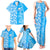 Hawaii Kauai Island Family Matching Tank Maxi Dress and Hawaiian Shirt Hibiscus Pattern Seamless Tribal Simple Blue LT03 - Polynesian Pride