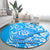 Hawaii Kauai Island Round Carpet Hibiscus Pattern Seamless Tribal Simple Blue LT03 - Polynesian Pride