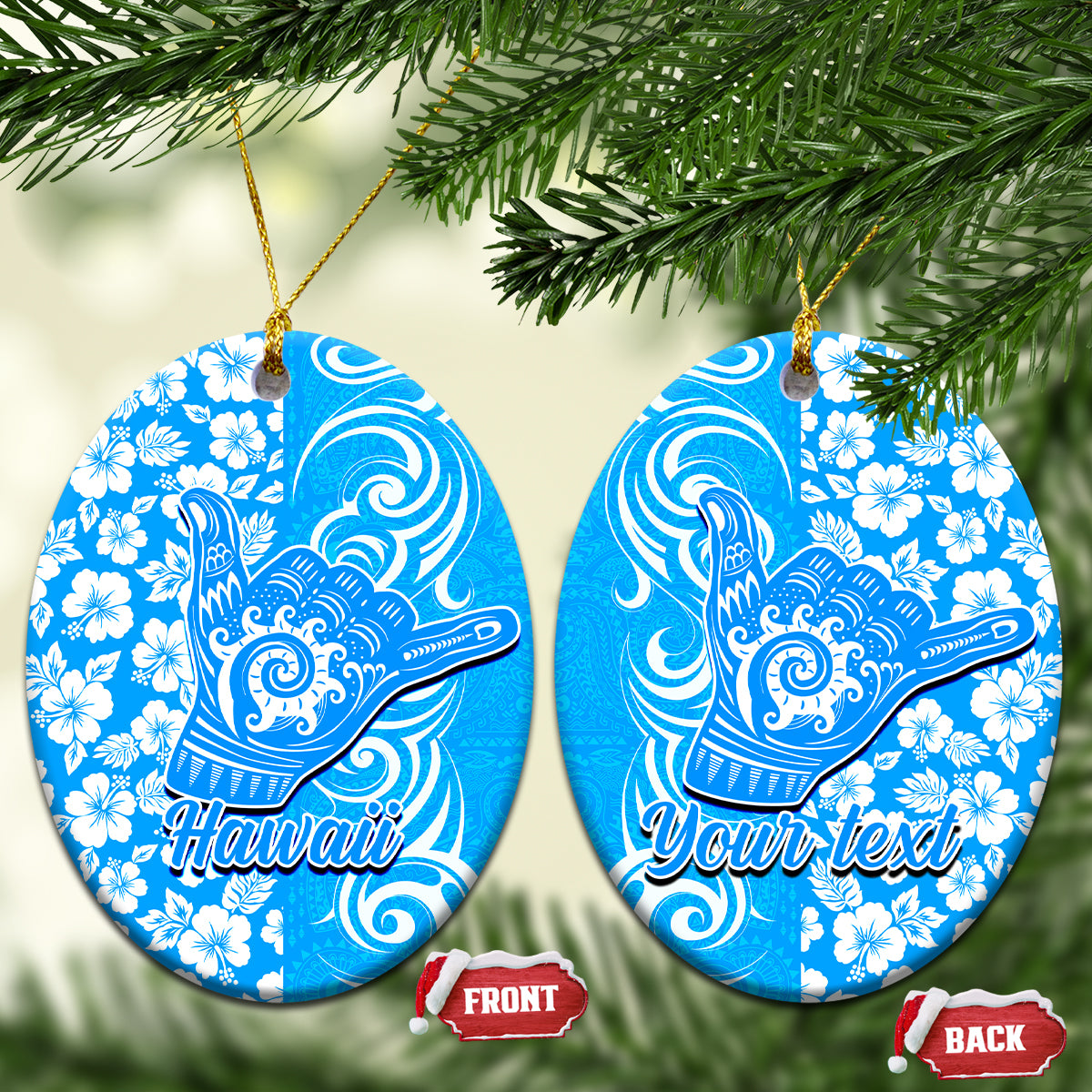 Custom Hawaii Kauai Island Ceramic Ornament Hibiscus Pattern Seamless Tribal Simple Red LT03 - Polynesian Pride