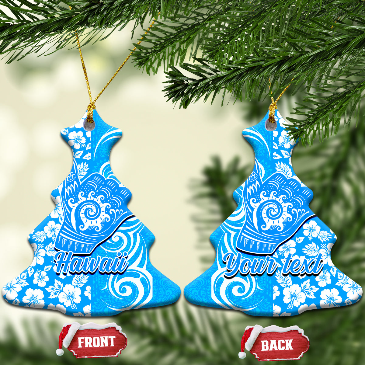 Custom Hawaii Kauai Island Ceramic Ornament Hibiscus Pattern Seamless Tribal Simple Red LT03 - Polynesian Pride