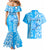 Custom Hawaii Kauai Island Couples Matching Mermaid Dress and Hawaiian Shirt Hibiscus Pattern Seamless Tribal Simple Blue LT03 - Polynesian Pride