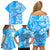 Custom Hawaii Kauai Island Family Matching Off Shoulder Short Dress and Hawaiian Shirt Hibiscus Pattern Seamless Tribal Simple Blue LT03 - Polynesian Pride