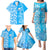 Custom Hawaii Kauai Island Family Matching Puletasi Dress and Hawaiian Shirt Hibiscus Pattern Seamless Tribal Simple Blue LT03 - Polynesian Pride