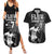 Custom Fiji Rugby Pacific Champions 2024 Couples Matching Summer Maxi Dress and Hawaiian Shirt Anniversary 7 Titles - Fijians Rugby and Tapa Hibiscus Black Art