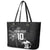 Custom Fiji Rugby Pacific Champions 2024 Leather Tote Bag Anniversary 7 Titles - Fijians Rugby and Tapa Hibiscus Black Art