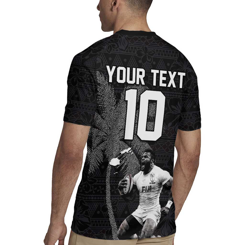 Custom Fiji Rugby Pacific Champions 2024 Rugby Jersey Anniversary 7 Titles - Fijians Rugby and Tapa Hibiscus Black Art