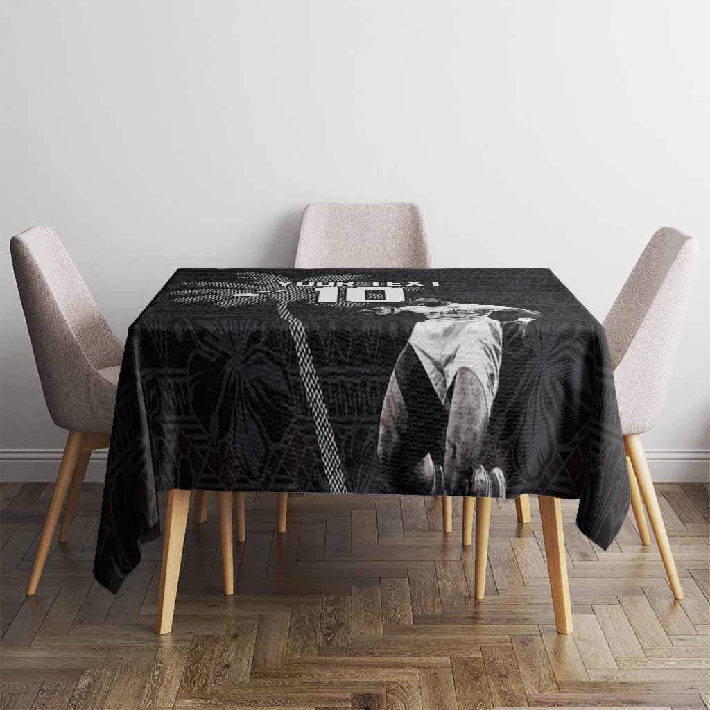 Custom Fiji Rugby Pacific Champions 2024 Tablecloth Anniversary 7 Titles - Fijians Rugby and Tapa Hibiscus Black Art