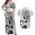 Custom Fiji Rugby Pacific Champions 2024 Couples Matching Off Shoulder Maxi Dress and Hawaiian Shirt Anniversary 7 Titles - Fijians Rugby and Tapa Hibiscus White Art