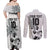 Custom Fiji Rugby Pacific Champions 2024 Couples Matching Off Shoulder Maxi Dress and Long Sleeve Button Shirt Anniversary 7 Titles - Fijians Rugby and Tapa Hibiscus White Art