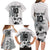 Custom Fiji Rugby Pacific Champions 2024 Family Matching Long Sleeve Bodycon Dress and Hawaiian Shirt Anniversary 7 Titles - Fijians Rugby and Tapa Hibiscus White Art