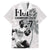 Custom Fiji Rugby Pacific Champions 2024 Family Matching Off The Shoulder Long Sleeve Dress and Hawaiian Shirt Anniversary 7 Titles - Fijians Rugby and Tapa Hibiscus White Art