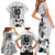 Custom Fiji Rugby Pacific Champions 2024 Family Matching Short Sleeve Bodycon Dress and Hawaiian Shirt Anniversary 7 Titles - Fijians Rugby and Tapa Hibiscus White Art