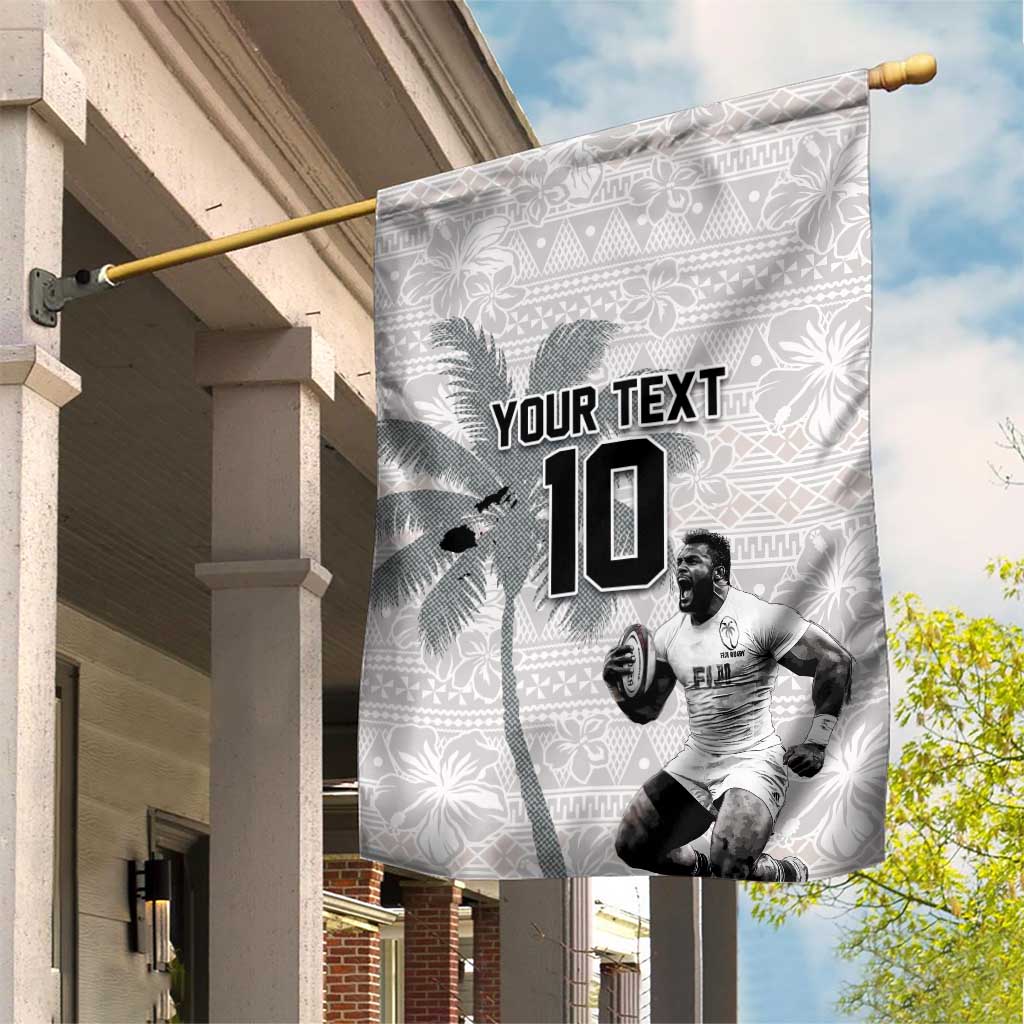 Custom Fiji Rugby Pacific Champions 2024 Garden Flag Anniversary 7 Titles - Fijians Rugby and Tapa Hibiscus White Art LT03 House Flag White - Polynesian Pride
