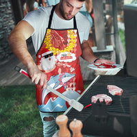 Hawaiian Mele Kalikimaka Apron Funny Santa Riding Lei Dolphin with Kakau Tattoos - Polynesian Pride