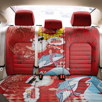 Hawaiian Mele Kalikimaka Back Car Seat Cover Funny Santa Riding Lei Dolphin with Kakau Tattoos - Polynesian Pride