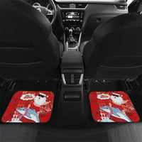 Hawaiian Mele Kalikimaka Car Mats Funny Santa Riding Lei Dolphin with Kakau Tattoos - Polynesian Pride