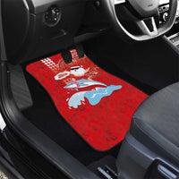 Hawaiian Mele Kalikimaka Car Mats Funny Santa Riding Lei Dolphin with Kakau Tattoos - Polynesian Pride