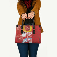 Hawaiian Mele Kalikimaka Leather Bag Funny Santa Riding Lei Dolphin with Kakau Tattoos - Polynesian Pride