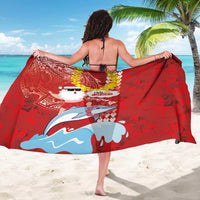 Hawaiian Mele Kalikimaka Sarong Funny Santa Riding Lei Dolphin with Kakau Tattoos - Polynesian Pride