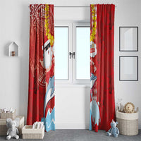 Hawaiian Mele Kalikimaka Window Curtain Funny Santa Riding Lei Dolphin with Kakau Tattoos - Polynesian Pride