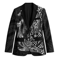 Hawaiian Whales Polynesian Art Motifs Blazer Black Color LT03 Unisex Black - Polynesian Pride