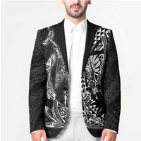 Hawaiian Whales Polynesian Art Motifs Blazer Black Color LT03 - Polynesian Pride