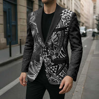 Hawaiian Whales Polynesian Art Motifs Blazer Black Color LT03 - Polynesian Pride