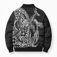 Hawaiian Whales Polynesian Art Motifs Bomber Puffer Jacket Black Color LT03 - Polynesian Pride