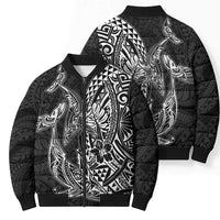 Hawaiian Whales Polynesian Art Motifs Bomber Puffer Jacket Black Color LT03 - Polynesian Pride