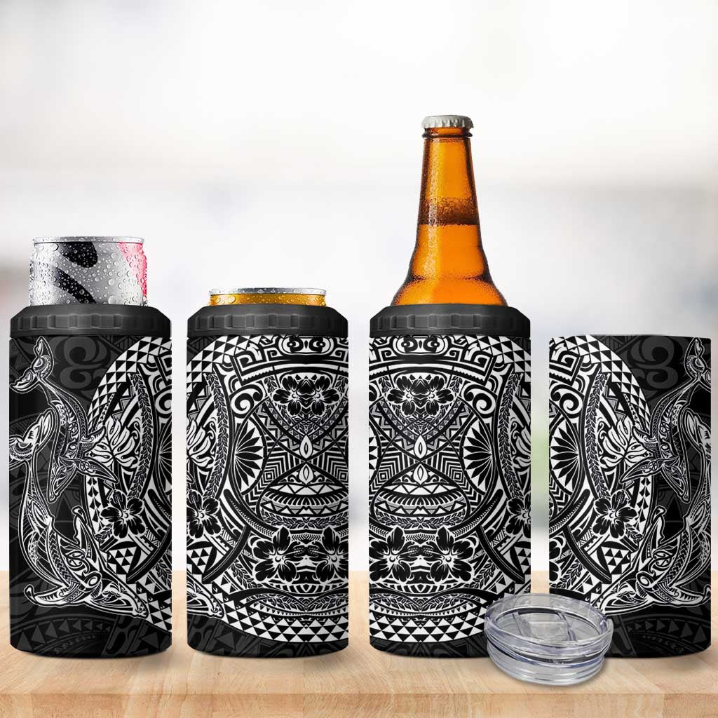 Hawaiian Whales Polynesian Art Motifs 4 in 1 Can Cooler Tumbler Black Color - Polynesian Pride