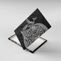 Hawaiian Whales Polynesian Art Motifs Canvas Wall Art Black Color - Polynesian Pride