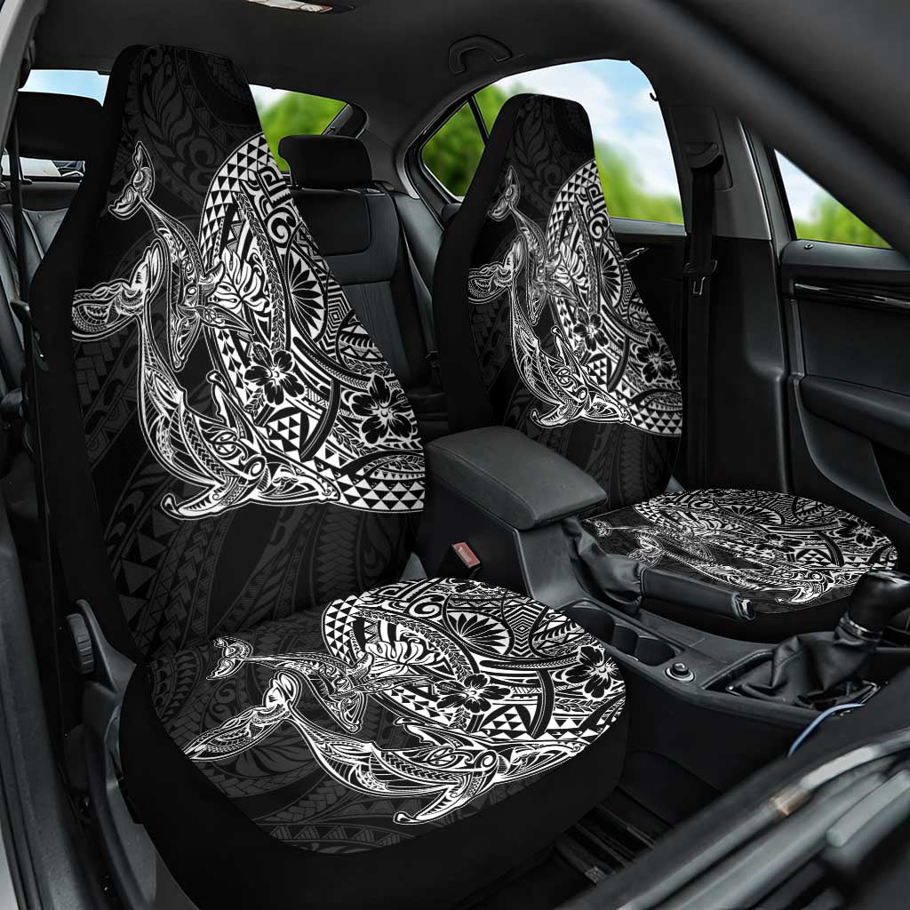 Hawaiian Whales Polynesian Art Motifs Car Seat Cover Black Color - Polynesian Pride